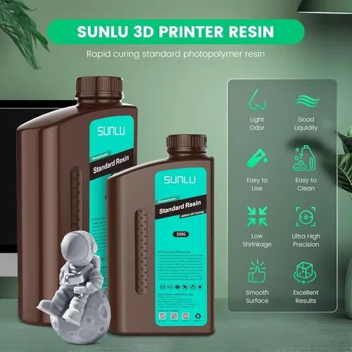 Miniatura 2 de SUNLU Resina para impresora 3D, 1kg de curado rápido, resina estándar 3D para impresoras 3D LCD DLP SLA, curado UV de 395-405nm, resina líquida