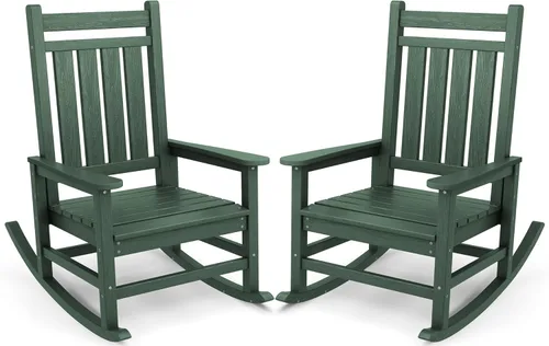 Miniatura 33 de SEWALL Mecedora de polietileno de alta densidad para adultos, mecedora de gran tamaño para exteriores, para patio, porche, Aruba