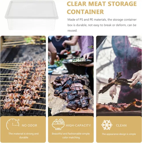 Miniatura 2 de Luxshiny Recipiente de almacenamiento de tocino para nevera, soporte de tocino, 40.6 fl oz, protector de carne, cortes en frío, conservador de queso