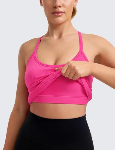 Miniatura 4 de CRZ YOGA - Camisetas deportivas para mujer, sin mangas, sin costuras, con espalda cruzada y brasier incorporado, camisetas para entrenamiento