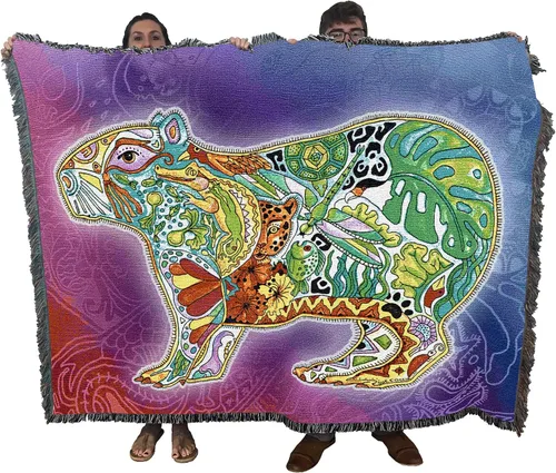 Miniatura 39 de Pure Country Weavers Sue Coccia - Manta de ovejas de cuerno grande, tótem de espíritus animales, manta de regalo tejida de algodón, fabricada