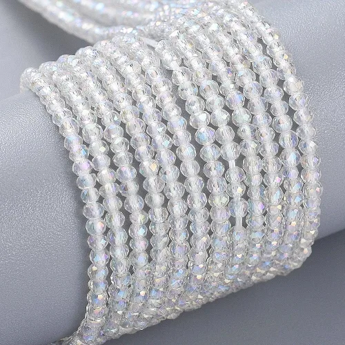 Miniatura 34 de FASHEWELRY 10 hebras de cuentas de vidrio chapadas en arco iris de 0.118 pulgadas (0.118 in), cuentas espaciadoras de cristal de Rondelle, cuentas