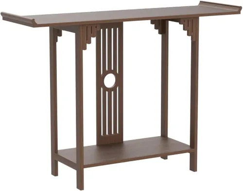 Miniatura 5 de Gdrasuya10 Mesa de sofá consola de bambú de nogal de 40 pulgadas, mesa de sofá vintage, mesa de consola estrecha y larga, estilo japonés, mesa