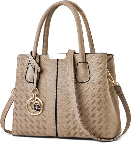 Miniatura 16 de CHICAROUSAL Monederos y bolsos de mano para mujer, bolsos cruzados de cuero, bolso de hombro para mujer A Grey Black