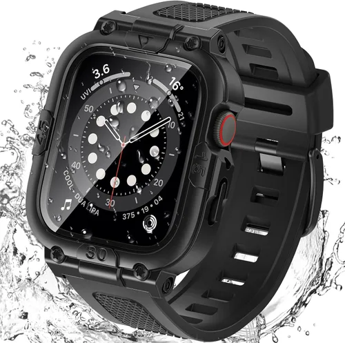 Miniatura 22 de Goton Estuche impermeable 3 en 1 con correa para Apple Watch con protector de pantalla de vidrio templado incorporado de 40 mm, cubierta frontal