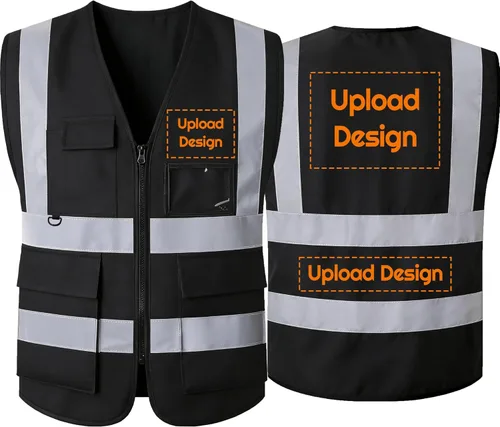 Miniatura 12 de BeautyWill Chalecos de seguridad con logotipo personalizado, chaleco reflectante clase 2 ANSI con bolsillos cremallera alta visibilidad construcción