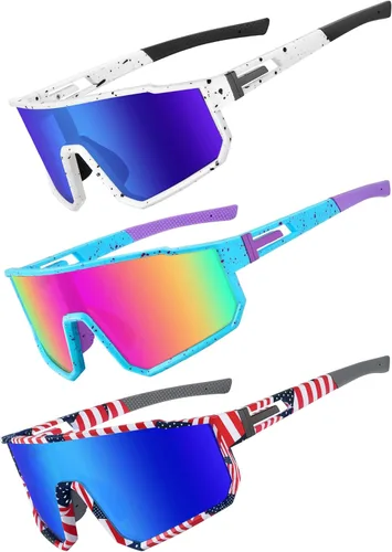 Miniatura 17 de Gafas de sol deportivas para niños, polarizadas, con protección UV400, para niños y niñas, para béisbol, softbol, ciclismo Lentes rojas con montura