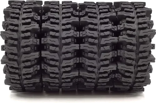 Miniatura 2 de HOBBYSOUL Neumáticos de 4.724 in de alto 1.9 de lodo T8 suaves pegajosos y ruedas Beadlock 1.9 llantas negro azul para RC 1/10 Rock Crawler SCX10