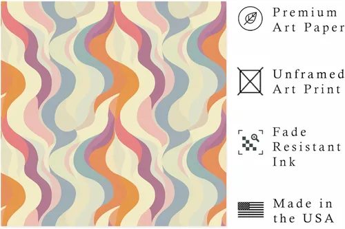 Miniatura 2 de Ethan Taylor Abstract Wall Art Prints Unframed Square Posters 'Retro 70s Hippie Groovy Pattern I' Retro Home Décor for Living Room, Bedroom, Office