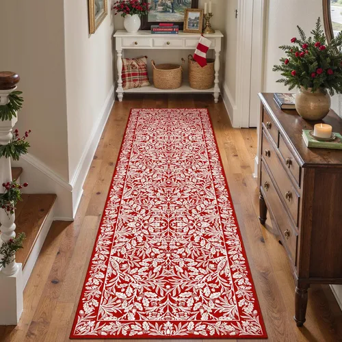 Miniatura 123 de HUGEAR 8x10 Alfombras lavables a máquina color marrón para pasillo, alfombra grande de área interior, alfombra de acento floral, alfombra de pelo