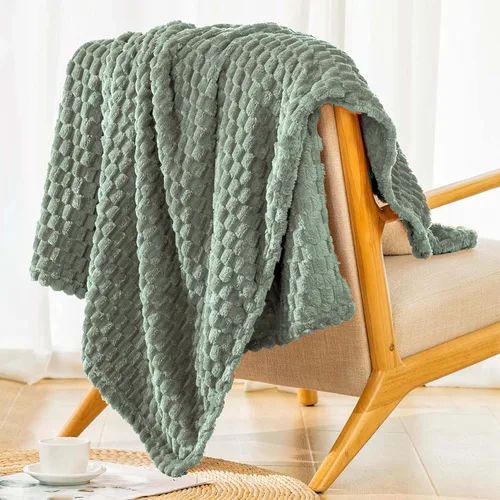 Miniatura 32 de Bnuitland - Manta de franela verde con estampado de frutas (50x40 pulgadas), 300 GSM, manta de forro polar cálida, suave y ligera para cama o sofá