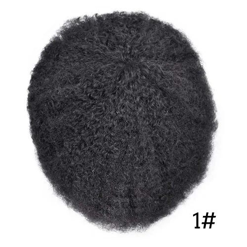 Miniatura 2 de Tupé rizado afro para hombres negros, tejido de pelo rizado para hombres, 8 x 10 pulgadas, pelo rizado de poliuretano completo, pieza de pelo rizado