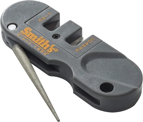 Smith's PP1 Pocket Pal Afilador de Cuchillos Preestablecido de Carburo y Piedra Cerámica Afiladores Varilla Plegable con Revestimiento de Diamante