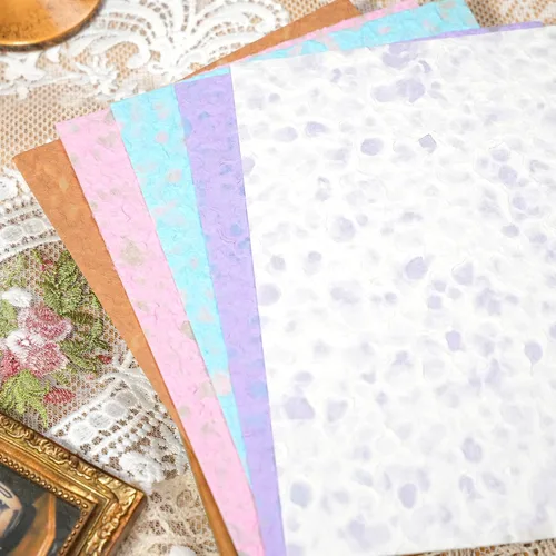 Miniatura 12 de Papel arrugado decorativo decorativo de tela texturizada de tamaño A5. 10PCS para producción artesanal, suministros de diario basura, fabricación
