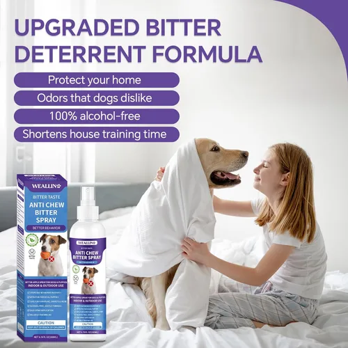Miniatura 2 de WEALLIN Spray antimasticable para perros, 6.76 onzas líquidas, espray de manzana amarga para perros, aerosol disuasorio para perros, detiene