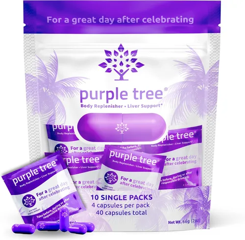 purple tree Bienestar posterior a la celebración | Apoyo hepático, hidratación y reabastecedor | Dihidromiricetina DHM, cardo mariano, electrolitos,