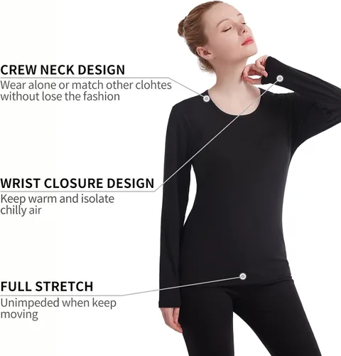 Miniatura 3 de Ropa interior térmica para mujer Long Johns conjuntos de ropa interior térmica para mujer, capa base ultra suave, regalos con caja