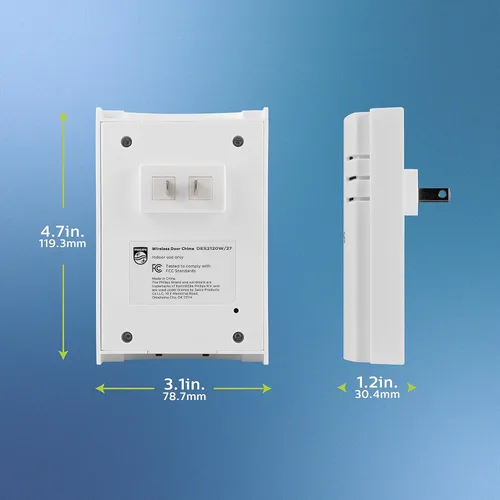 Miniatura 4 de Philips Kit de timbre inalámbrico, receptor enchufable, 1 botón, 2 melodías, 4 niveles de volumen, rango de 150 pies, blanco, DES2120W/27