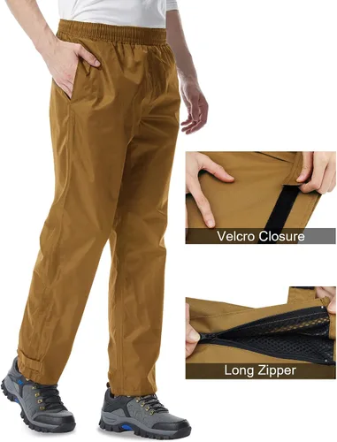 Miniatura 4 de iCreek Pantalones de lluvia para hombre, impermeables, transpirables, resistentes al viento, ligeros, para trabajo, lluvia, exteriores, senderismo