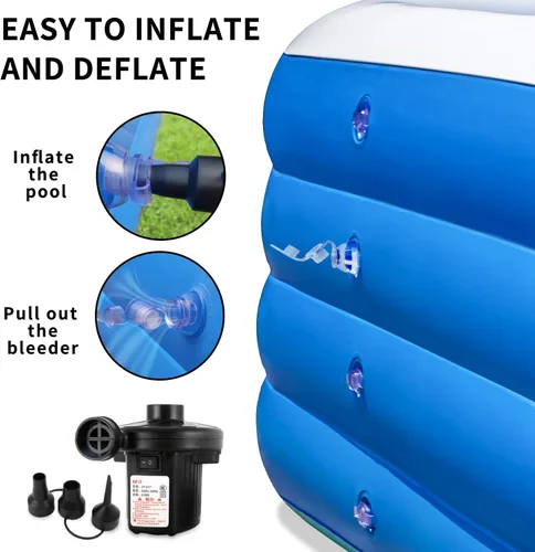 Miniatura 4 de Piscina inflable, piscina familiar inflable de 70 x 55 x 29 pulgadas, fiesta acuática de verano, adultos, al aire libre, jardín, patio trasero