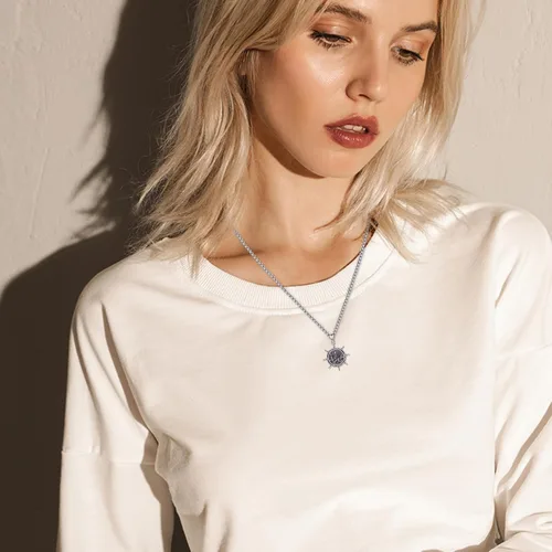 Miniatura 495 de Collar con colgante de plata de ley 925 con medalla de San Patrón, joyería religiosa para hombres y mujeres, con cadena de acero inoxidable 316L