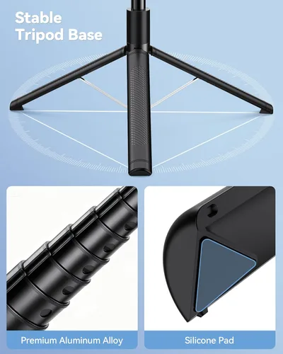 Miniatura 7 de TECKNET Trípode de teléfono de 71 pulgadas y palo para selfie, soporte de trípode portátil extensible para teléfono celular con control remoto