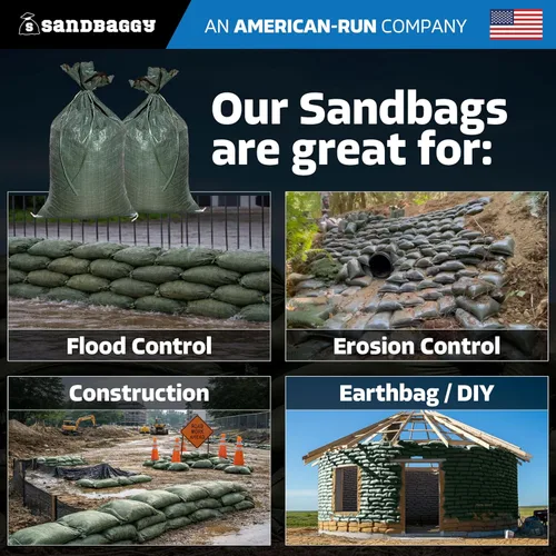 Miniatura 7 de Sandbaggy - Bolsas de arena vacías resistentes para inundaciones (14 x 26 pulgadas) - Bolsas de arena de polietileno - Barrera contra inundaciones