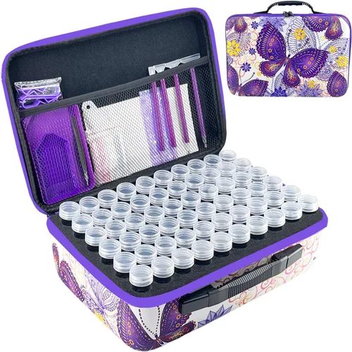 LIRUNQIU Contenedores de almacenamiento de pintura con diamantes, caja de almacenamiento de accesorios y herramientas de arte con diamantes de 120