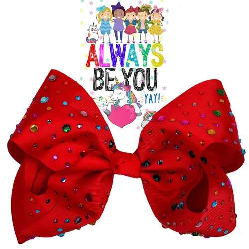 Miniatura 9 de Lazo de pelo con diamantes de imitación gigante, lazos de animación para niñas, niños pequeños, cinta rosa y azul, accesorios de moda