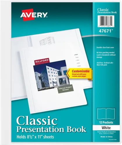 Miniatura 9 de Avery Flexi-View - Libro de presentación con ventana frontal transparente para portada, 24 páginas antiadherentes, 1 libro negro (47690)