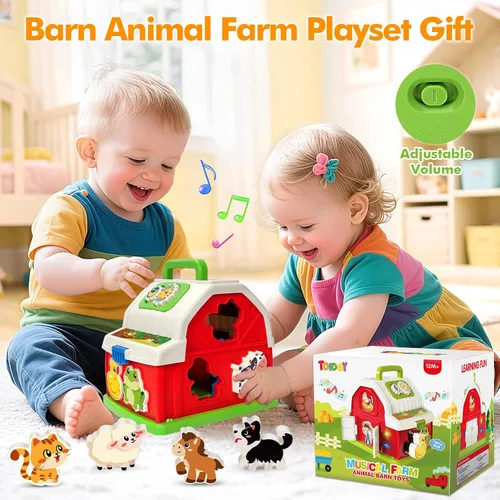 Miniatura 8 de Montessori - Juguetes para niños y niñas de 1, 2, 3 años, animales de granja musicales, juguete de granero con sonido y luz, juguetes de aprendizaje