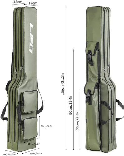 Miniatura 2 de LEOFISHING Bolsa de almacenamiento de aparejos de pesca, organizador portátil de caña y carrete de 51.2 in/4.27 pies, bolsa Oxford duradera de gran