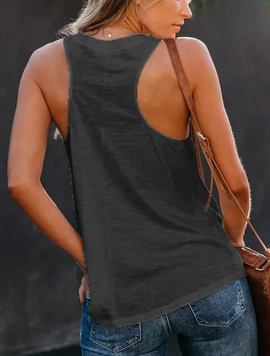 Miniatura 4 de Uincloset - Camiseta básica sin mangas, con cuello en V, de verano y holgada para mujer