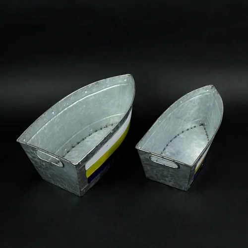 Miniatura 8 de Zeckos Juego de 2 macetas de metal galvanizado para barcos – Elegantes tinas de flores para interior y exterior – Abalorio marinero – Decoración