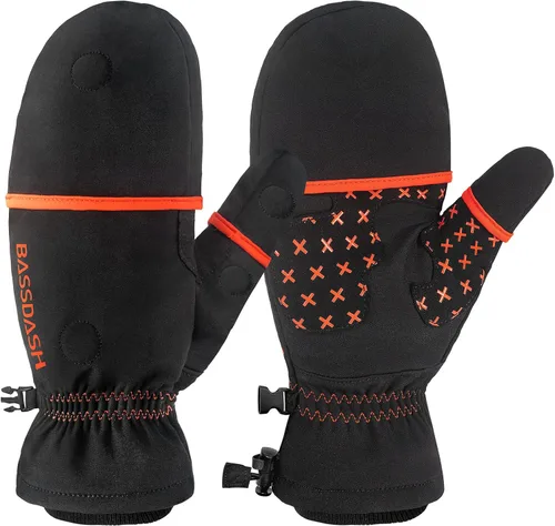 Miniatura 4 de BASSDASH WinteFlex Guantes de pesca en hielo aislantes con protección contra el frío, sin dedos, resistentes al agua para hombres y mujeres