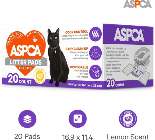 Miniatura 2 de ASPCA Recambios de almohadillas perfumadas de limón para gatos para sistema de caja de arena, tamaño 16.9 x 11.4 pulgadas, paquete de 20