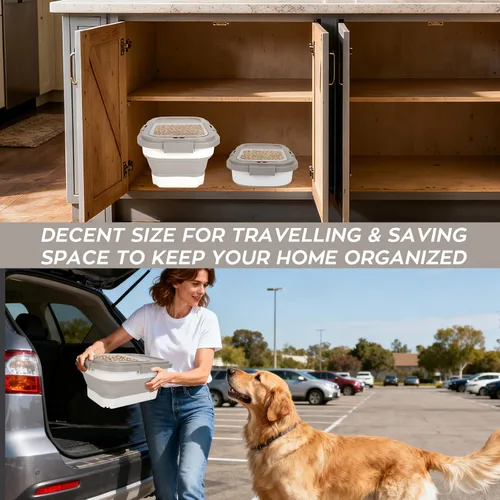 Miniatura 6 de Contenedor de almacenamiento de comida para perros de 10 a 13 libras, contenedor plegable de comida para mascotas con tapa hermética, recipientes
