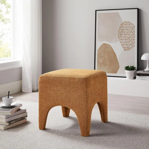 Miniatura 8 de Taburete Otomano Cuadrado Moderno de 17" Boucle, Taburete de Tocador para Maquillaje, Reposapiés Rectangular para Sofá, Taburete Otomano Tapizado