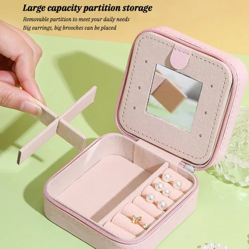 Miniatura 4 de 2Pcs Travel Jewelry Case for Women Girls,Portable Jewelry Box with Letters 2-Layer Jewelry Storage Mini Jewelry Case Travel Must Have Birthday Gifts