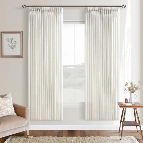 Miniatura 59 de TWODRAPES Cortinas de Lino Plisadas con Pinza Beige Blancas de 54 Pulgadas de Largo 2 Paneles para Comedor Cocina Dormitorio Plisadas Semi
