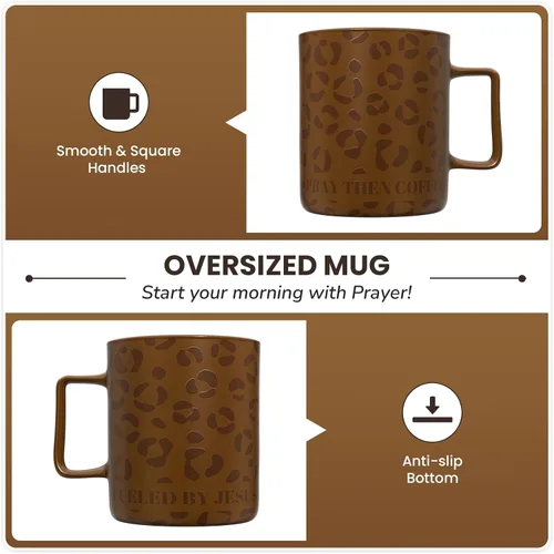 Miniatura 5 de Taza de café de gran tamaño de 22 onzas con cita motivacional Fueled by Jesus – Taza de café extragrande perfecta para regalos – Ideal para té