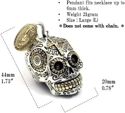 Miniatura 4 de Colgante de plata de ley 925 con diseño de calavera mexicana de COSUMOSU