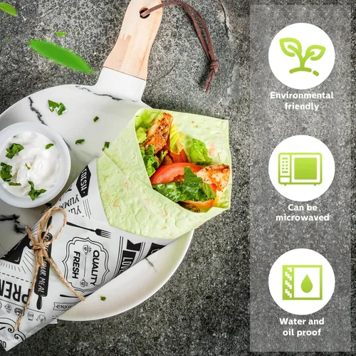 Miniatura 3 de 150 hojas de papel encerado, papel de periódico delicatessen para cestas de alimentos, 8.3 x 9.8 pulgadas, papel de envoltura de sándwich