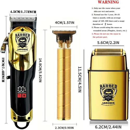 Miniatura 2 de Cortapelos para hombres profesionales, recortadora de barba inalámbrica y afeitadoras eléctricas para hombres, kit de corte de pelo de peluquero