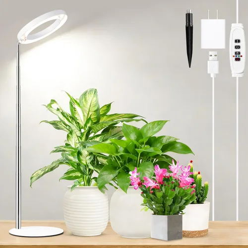 Miniatura 15 de Luz blanca de cultivo de 3.54 pulgadas, luces de espectro completo para plantas para cultivo en interiores con temporizador de 3/9/12H, 3 modos