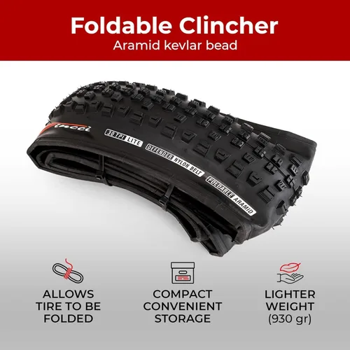 Miniatura 4 de Fincci Neumático plegable de bicicleta de montaña de 27,5 x 2,35 60-584 30 TPI para bicicleta híbrida Enduro MTB