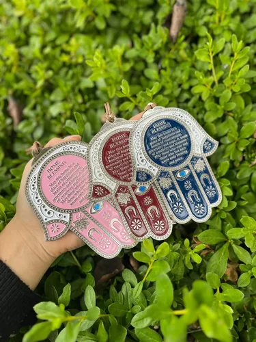 A&S Mezuzot Hamsa - Amuleto de protección contra el mal de ojo para decoración de pared, amuleto de buena suerte para el hogar/negocios en azul con