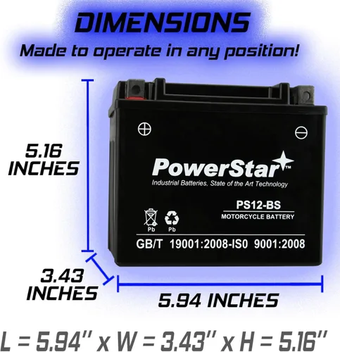 Miniatura 5 de PowerStar YTX12-BS Motorcycle Battery Compatible with Triumph Scrambler 2006 to 2007