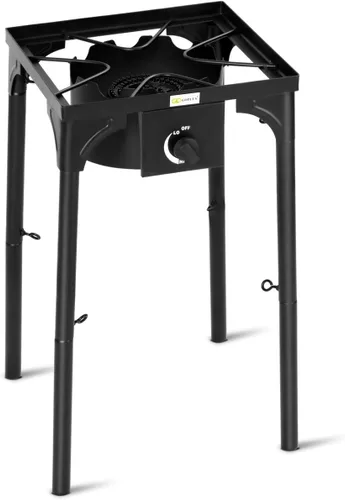 GYMAX Estufa de campamento, estufa de propano de un solo quemador con patas ajustables, salida de 100,000 BTU, regulador de 20 PSI y certificación