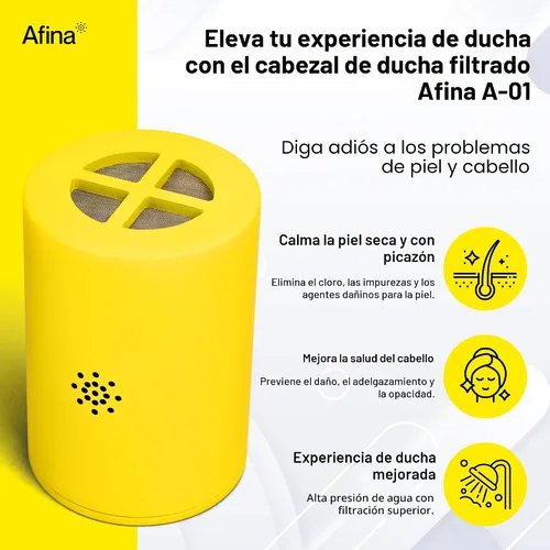 Miniatura 2 de Afina - Filtro de reemplazo para cabezal de ducha filtrado Afina y filtro de ducha - Ducha de alta presión - Reduce la piel seca con picazón